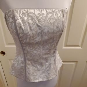 NWT WHBM Silver Decal Corset Top